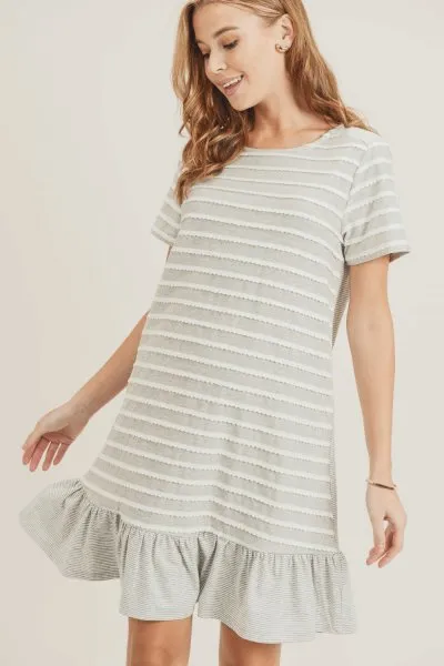Scallop Knit Striped Dress