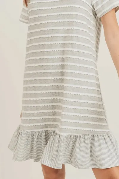 Scallop Knit Striped Dress