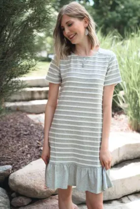 Scallop Knit Striped Dress
