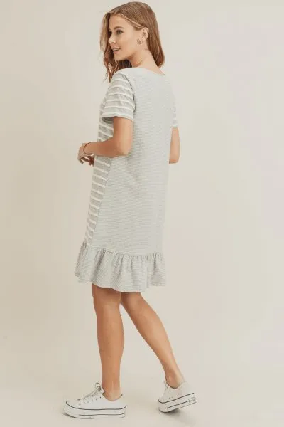 Scallop Knit Striped Dress