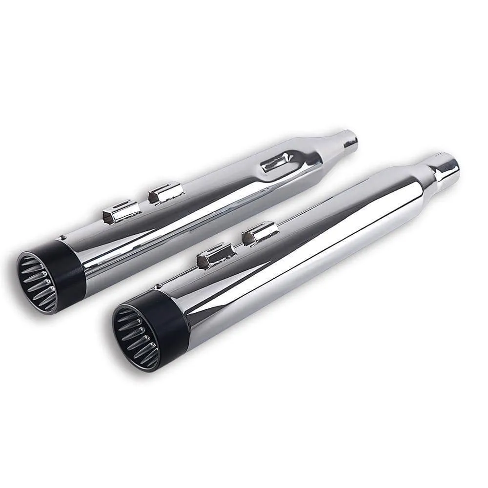 Sharkroad Harley Touring 2017-2024 4.5” Chrome Slip On Muffler Pro-Baffle