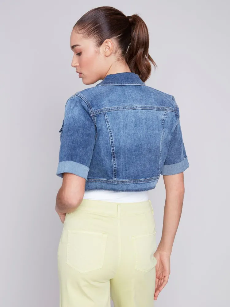Short Sleeve Cropped Jean Jacket
