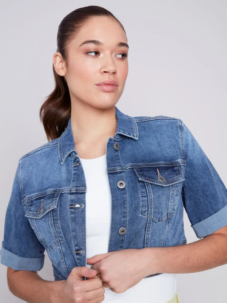 Short Sleeve Cropped Jean Jacket
