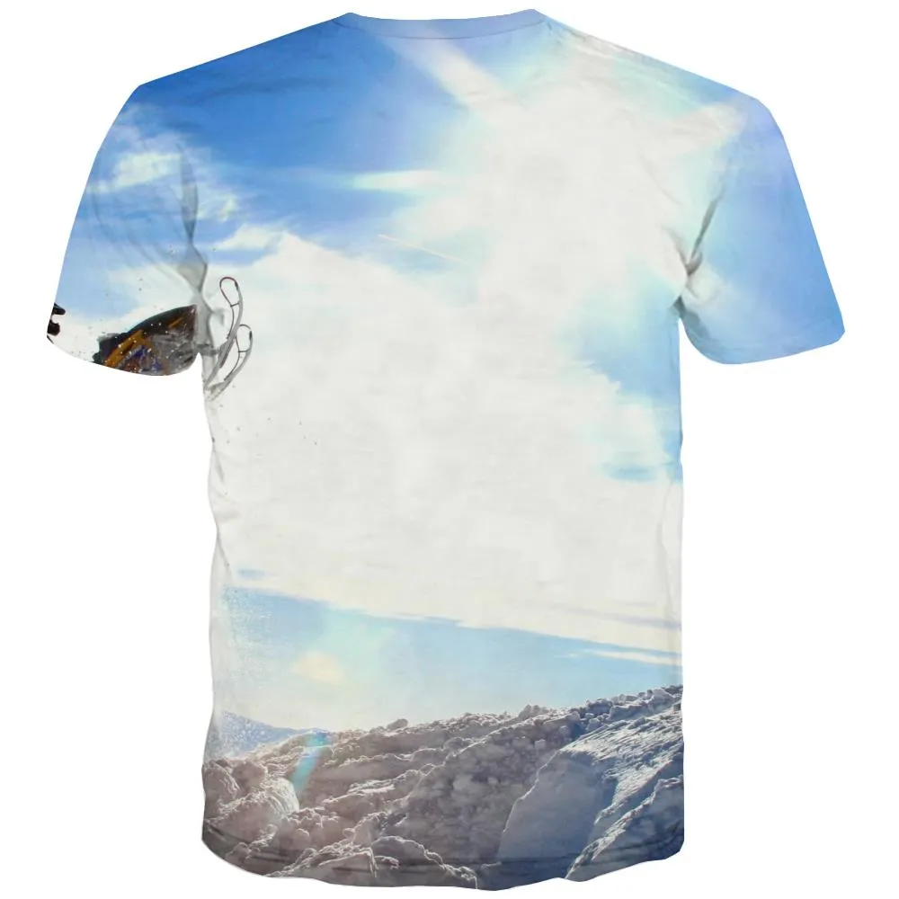 Ski T shirts Men White Tshirts Cool Movement T shirts Funny Snowfield Tshirts Casual