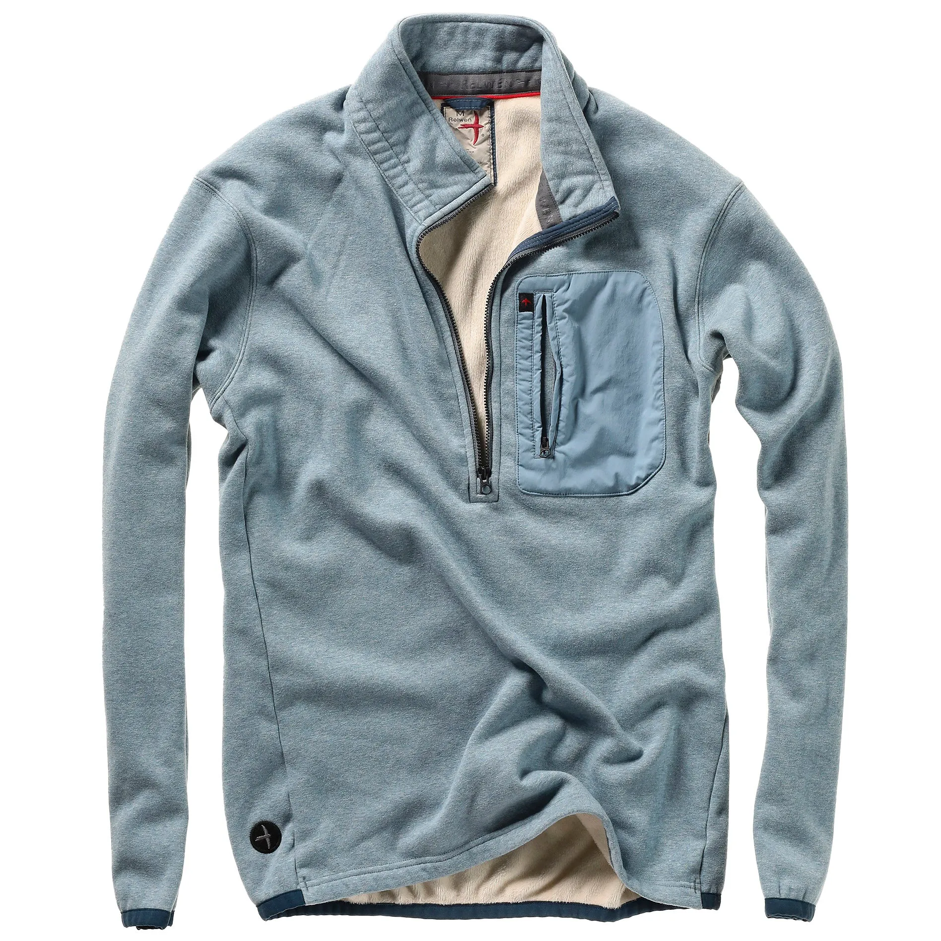 Sky Blue Heather Micropile Half Zip Pullover by Relwen