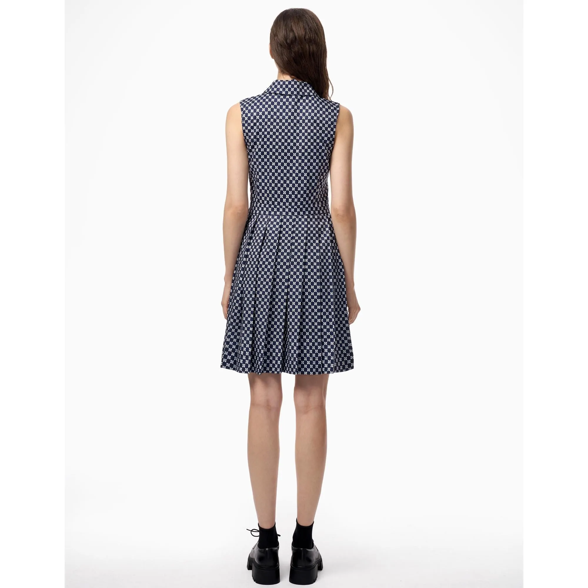 Sleeveless Check Dress - Blue