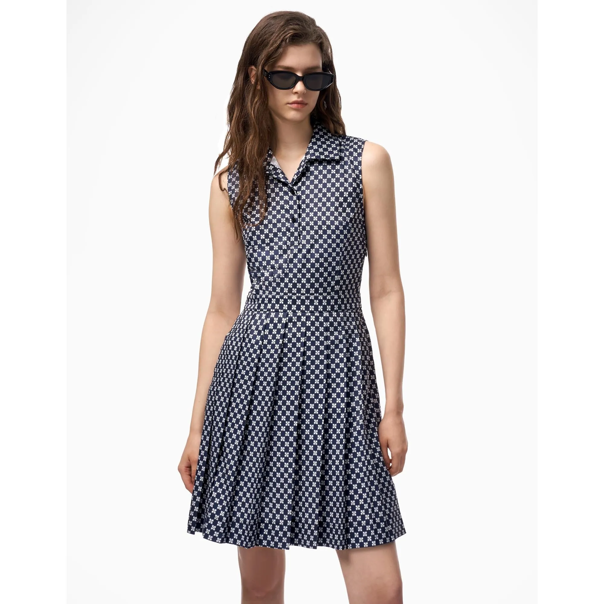Sleeveless Check Dress - Blue