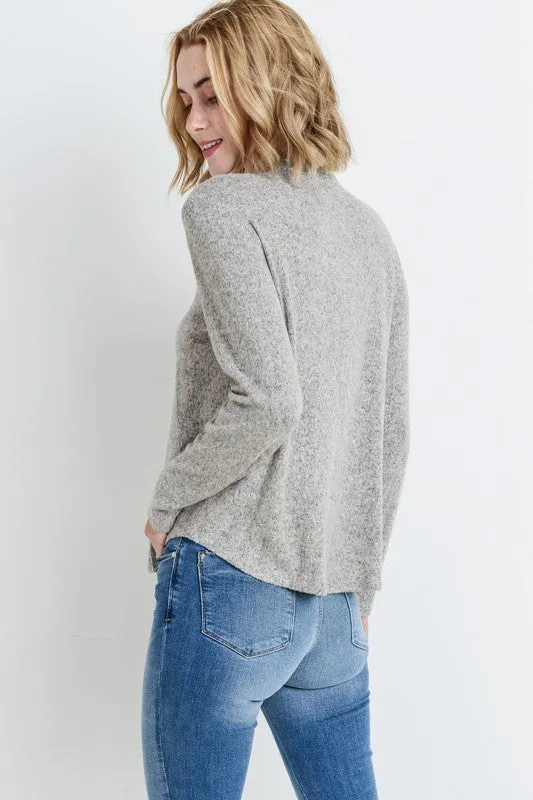 Soft Knit Sweater Top Tie Neck Knit Top