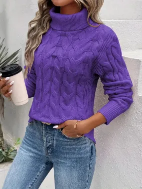 Sophie Pullover | Damen Rollkragenpullover im Zopfmuster, warm und stylisch