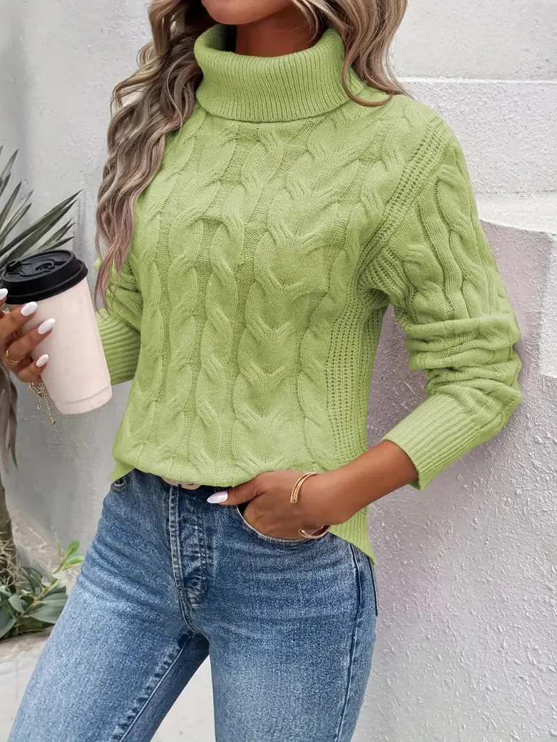 Sophie Pullover | Damen Rollkragenpullover im Zopfmuster, warm und stylisch