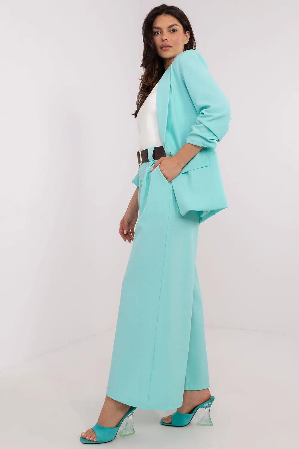 Swedish cut high waist wide leg trousers