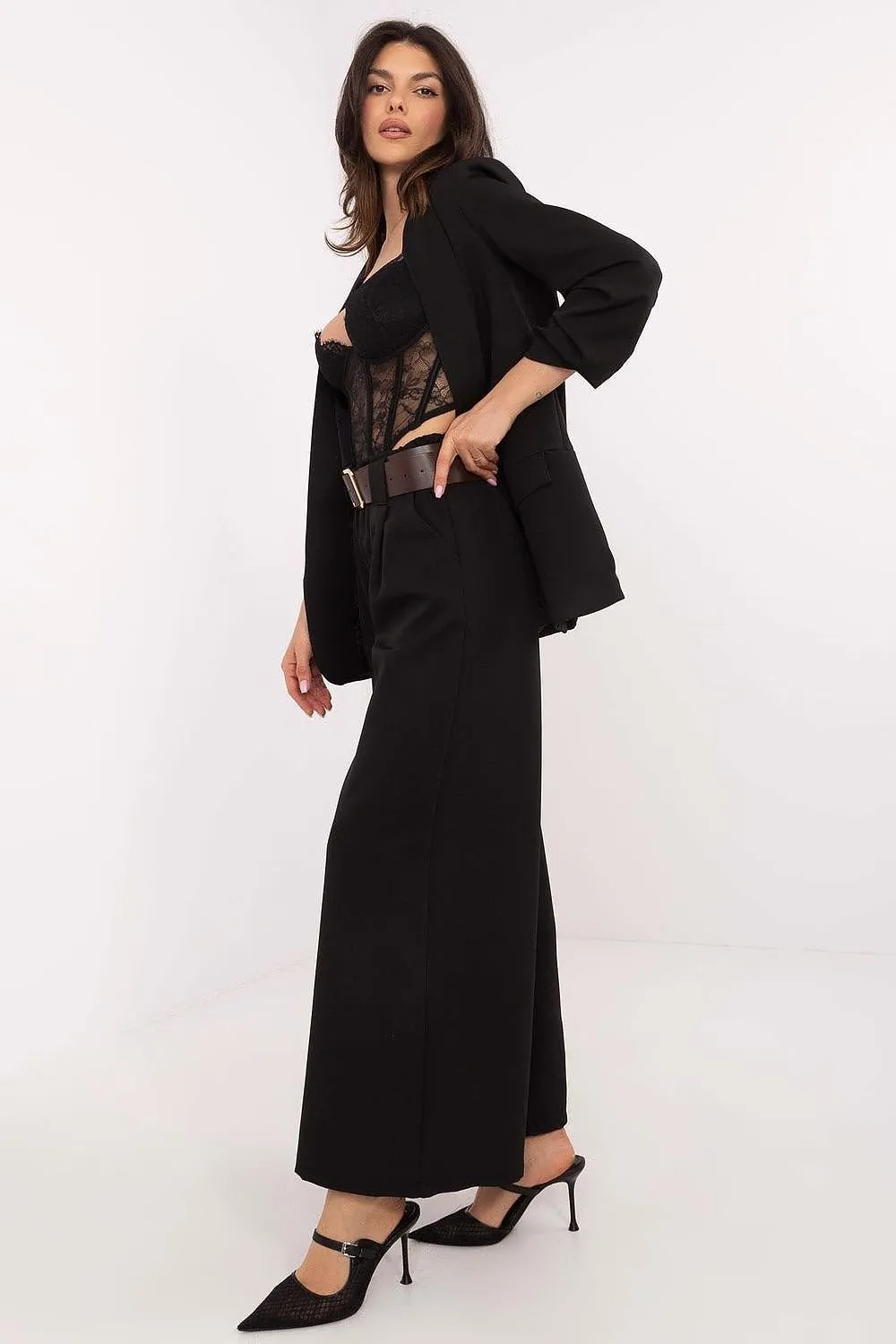 Swedish cut high waist wide leg trousers