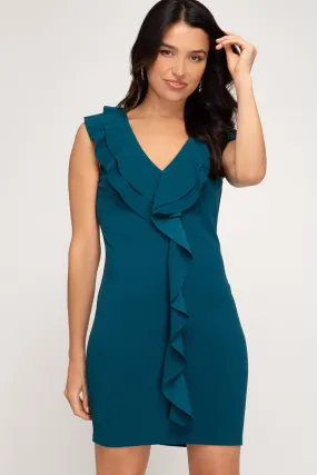 Teal Ruffled Dress