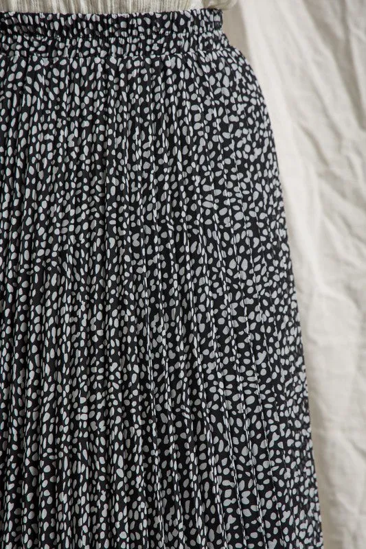 The Louie Print Pleated Maxi Skirt