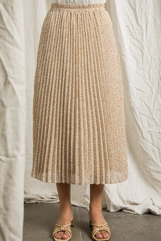 The Louie Print Pleated Maxi Skirt