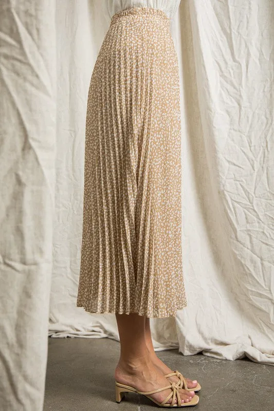 The Louie Print Pleated Maxi Skirt