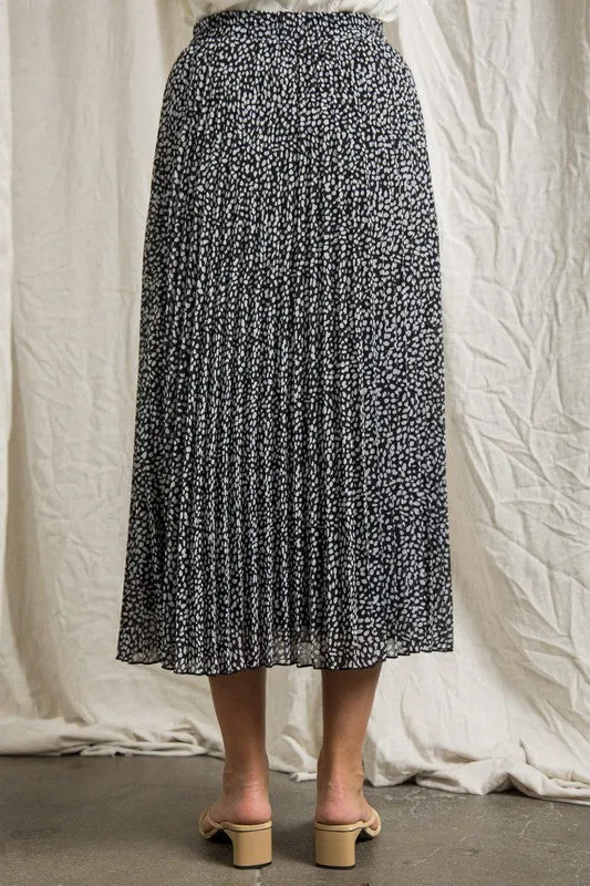 The Louie Print Pleated Maxi Skirt