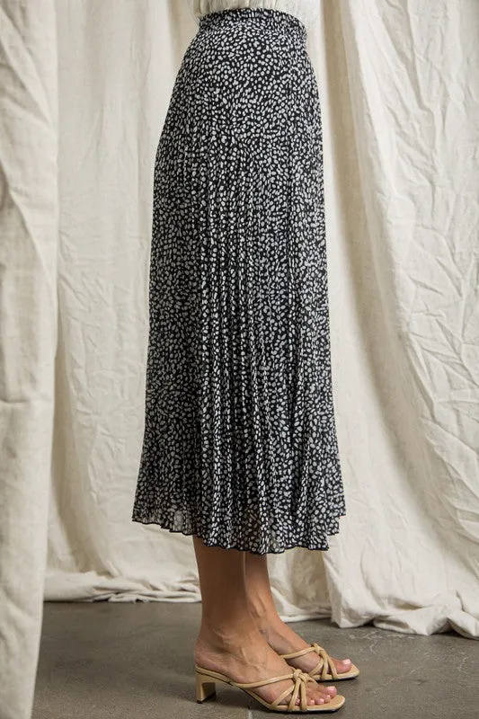The Louie Print Pleated Maxi Skirt