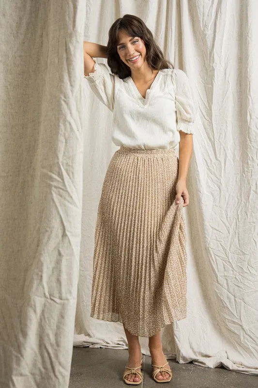 The Louie Print Pleated Maxi Skirt