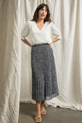 The Louie Print Pleated Maxi Skirt