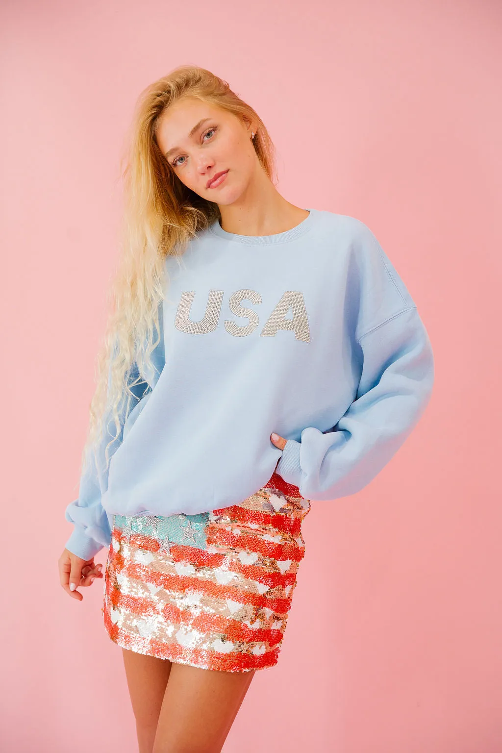 USA BABY BLUE PULLOVER