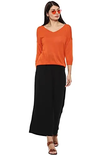 Van Heusen Women's Classic Acrylic Sweater (VWSWMRGFC66775_Orange_L)