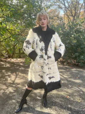 Vintage White Black Fur Coat, Georgette Fur Co.