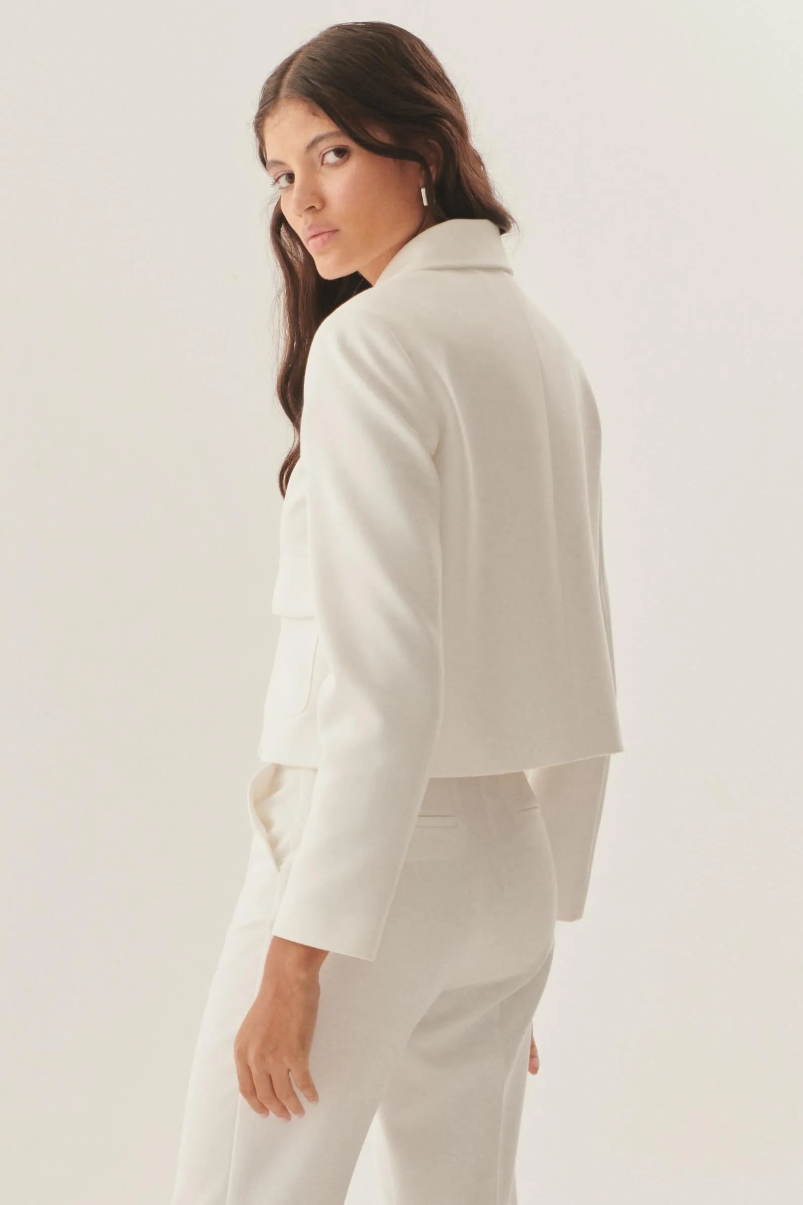 White Structured Cropped Blazer