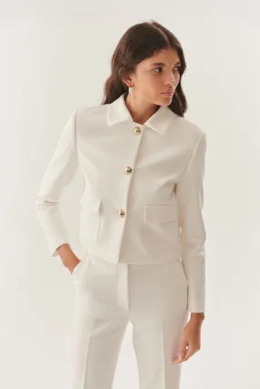 White Structured Cropped Blazer