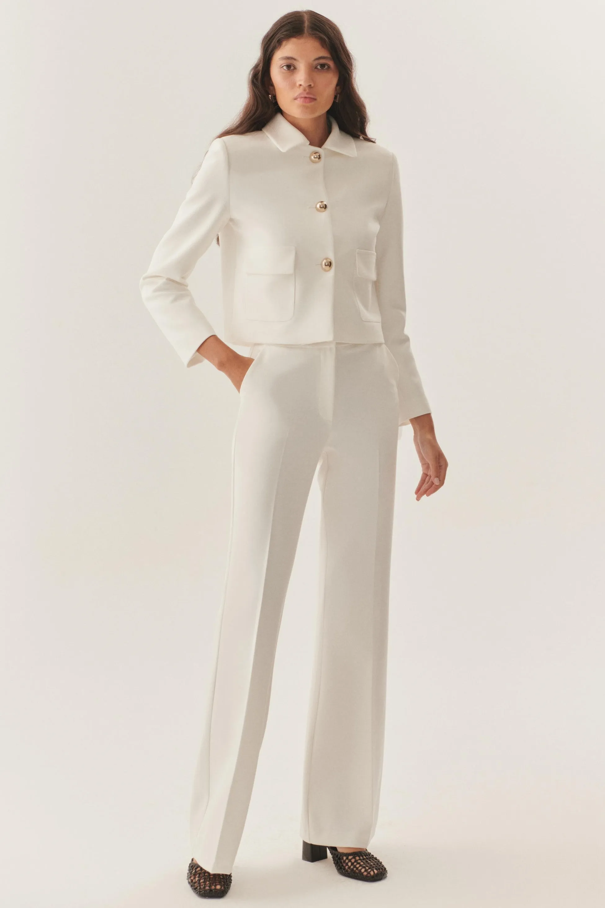 White Structured Cropped Blazer