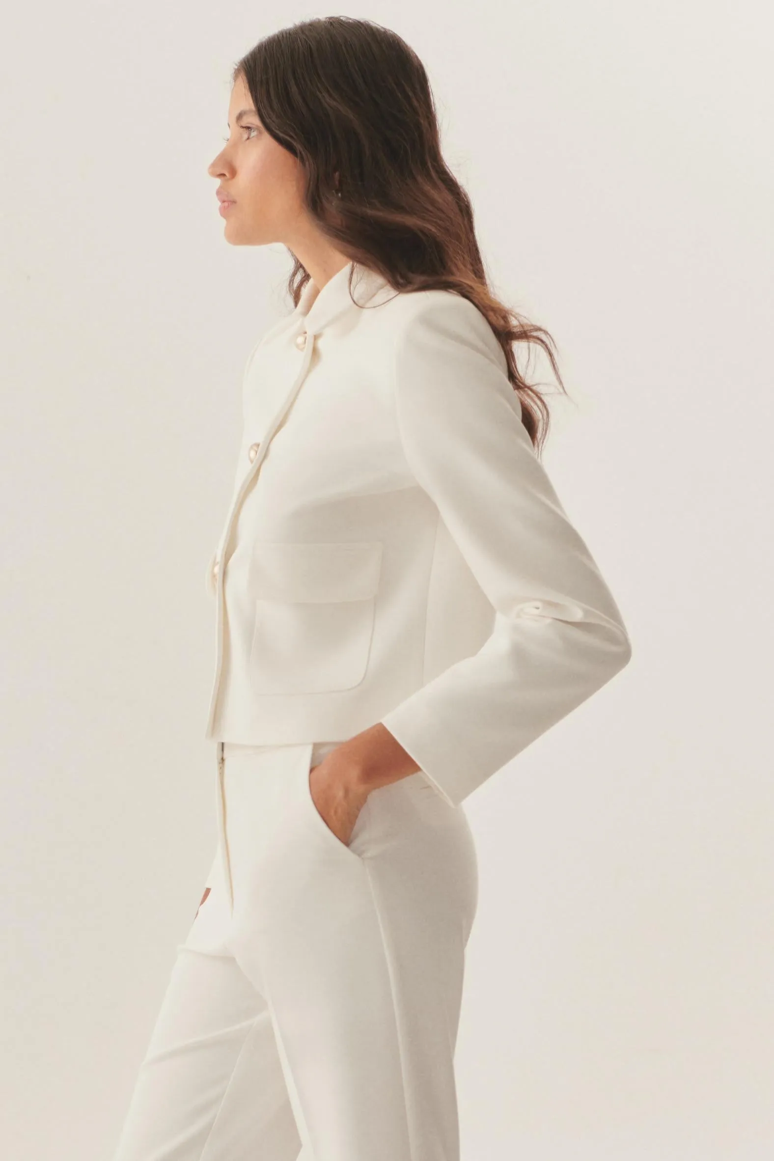 White Structured Cropped Blazer