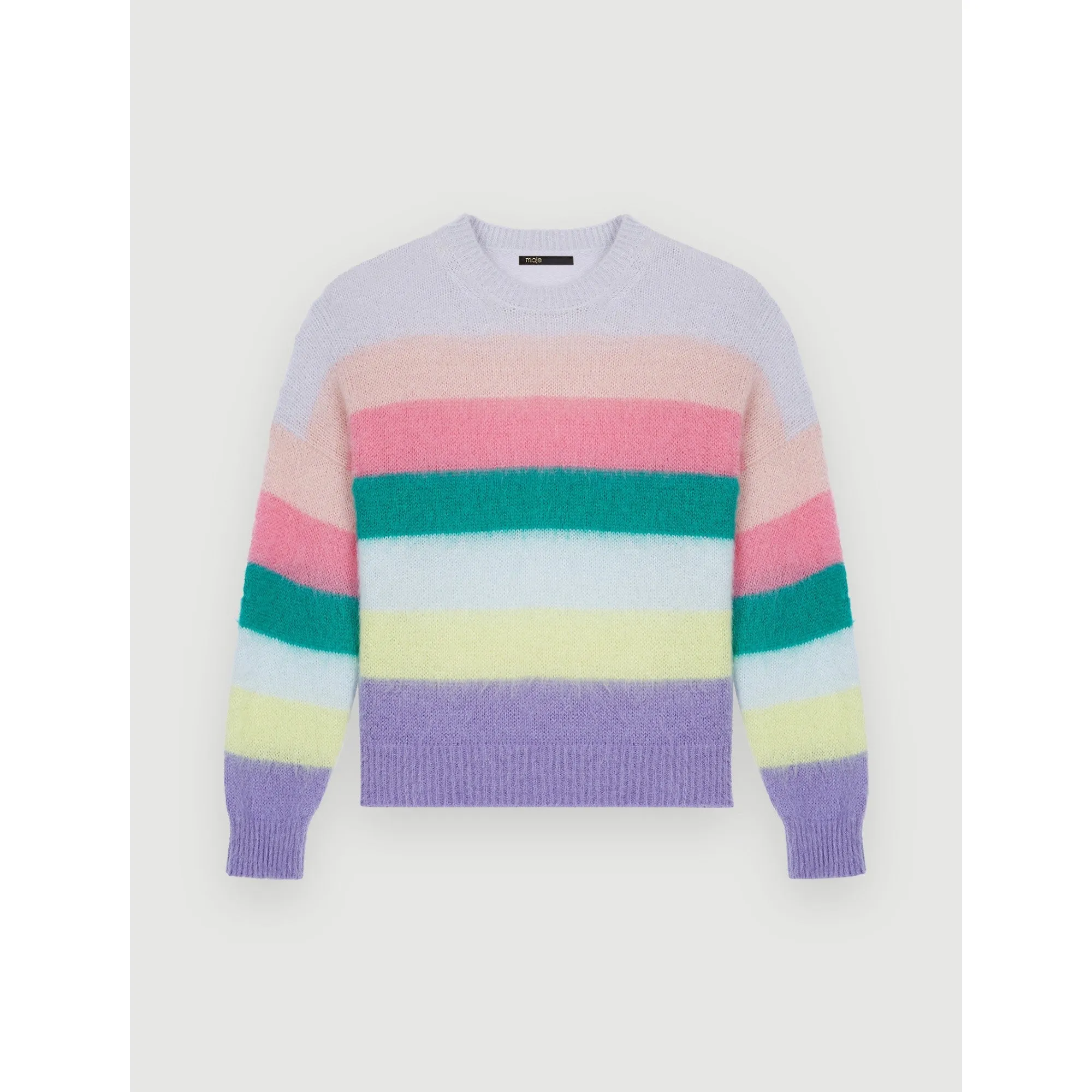 Women Brushed Mohair Striped Pullover - Multi-Coloured