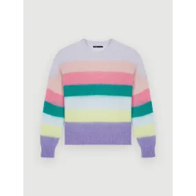 Women Brushed Mohair Striped Pullover - Multi-Coloured