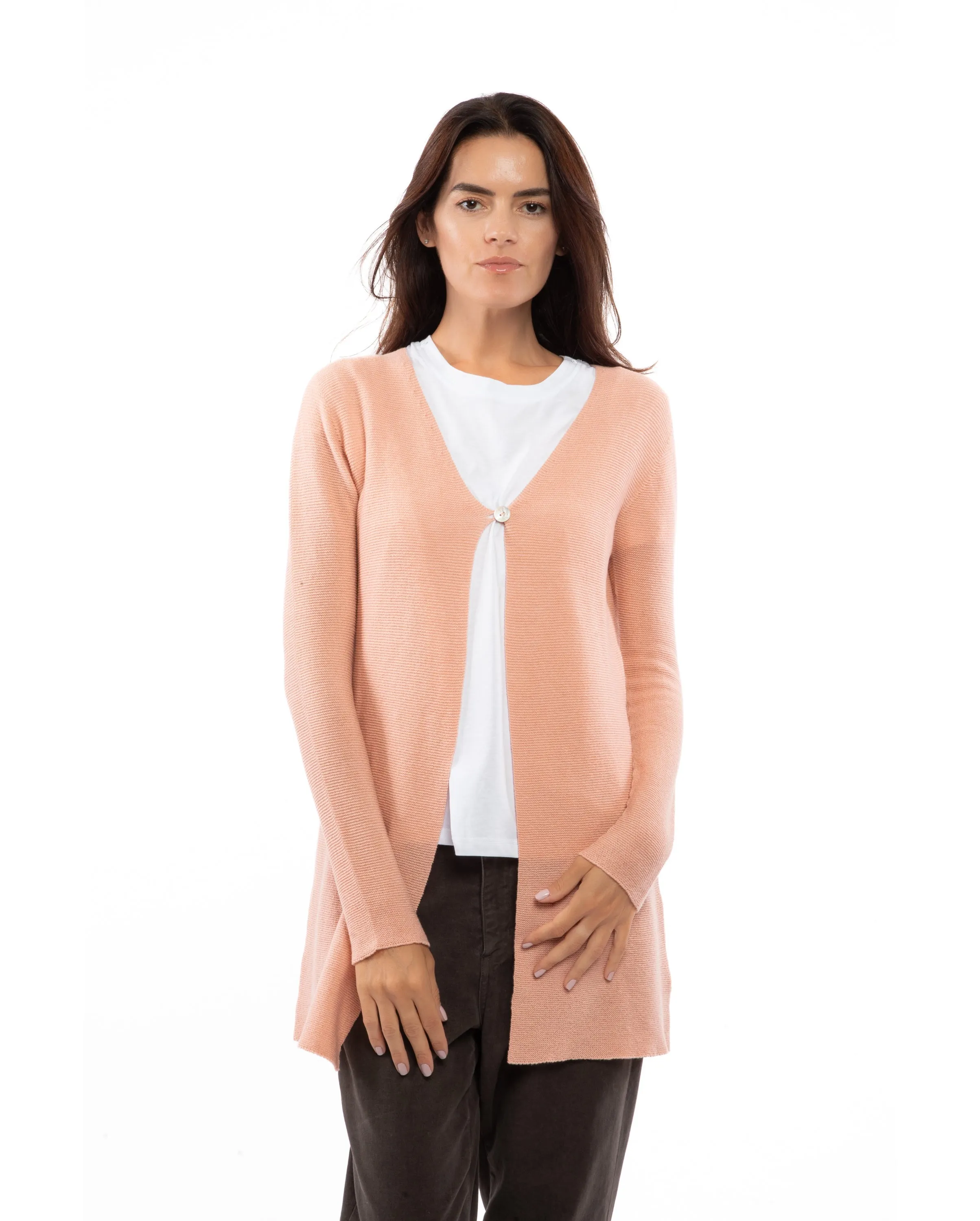 Women's Cashmere Links Stitch Duster Cardigan Blue Melange