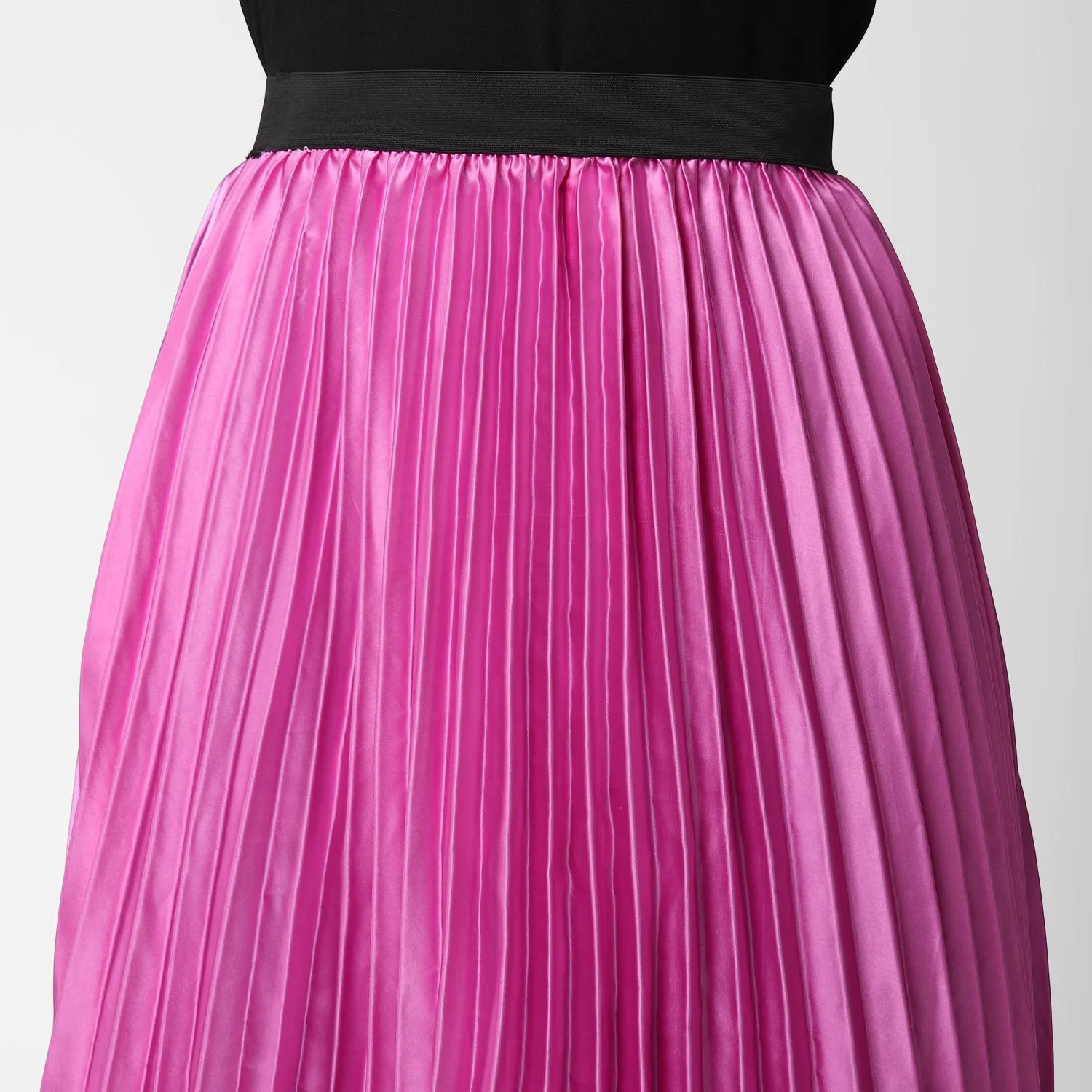 Women's Lavender Satin Pleated Skirt - StyleStone