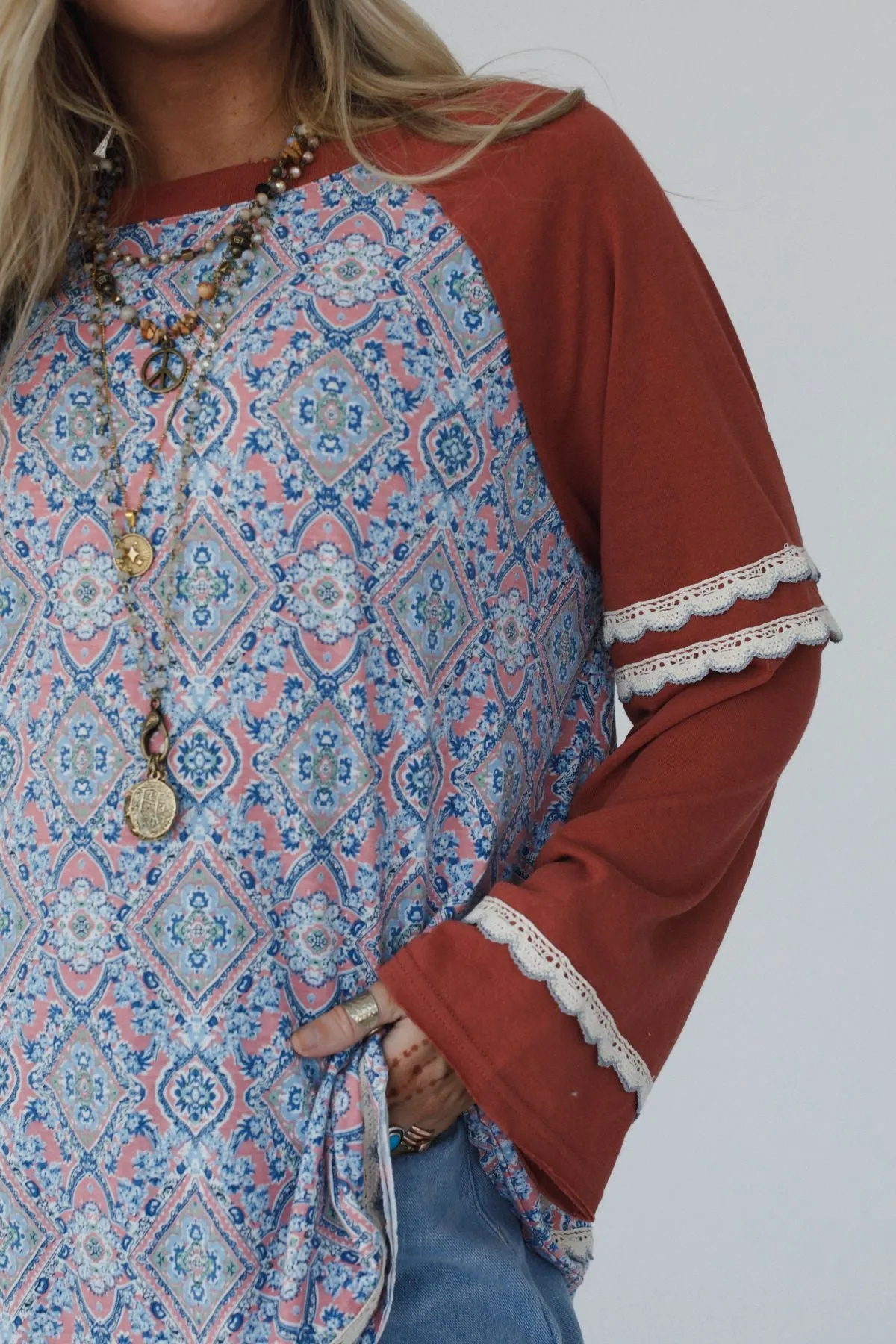 Wonder Valley Mix Print Top - Red