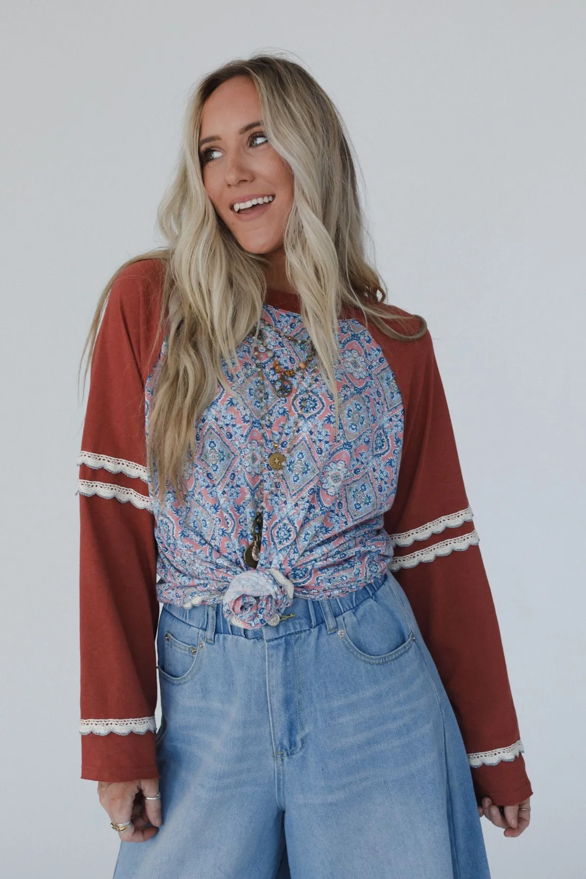 Wonder Valley Mix Print Top - Red