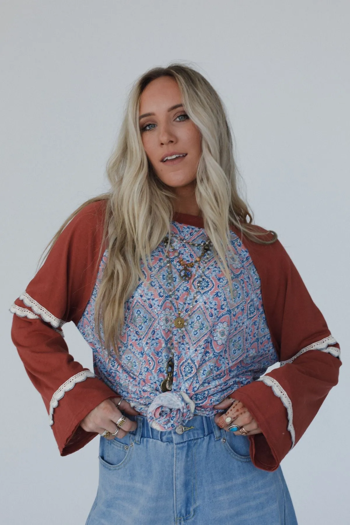 Wonder Valley Mix Print Top - Red
