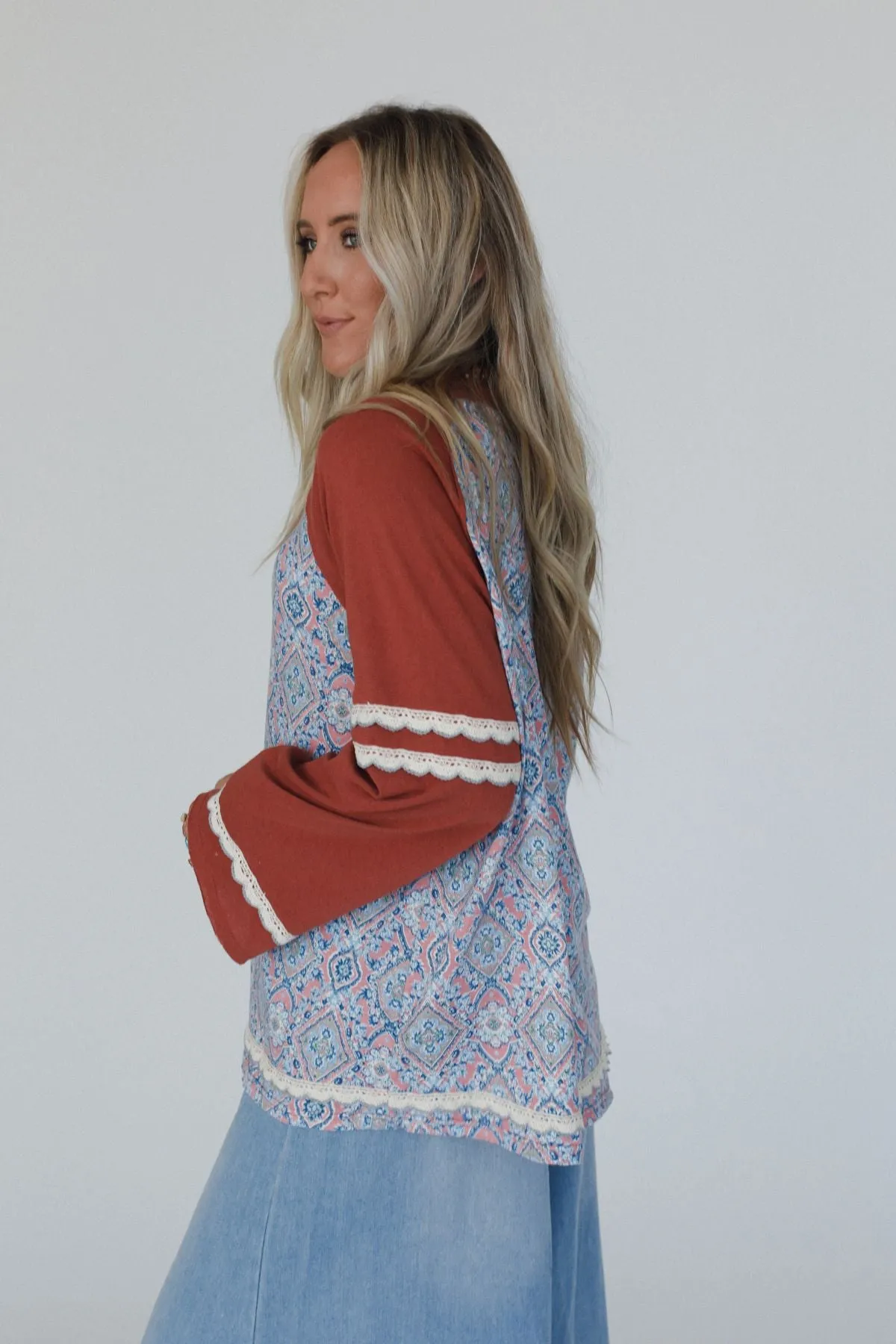 Wonder Valley Mix Print Top - Red