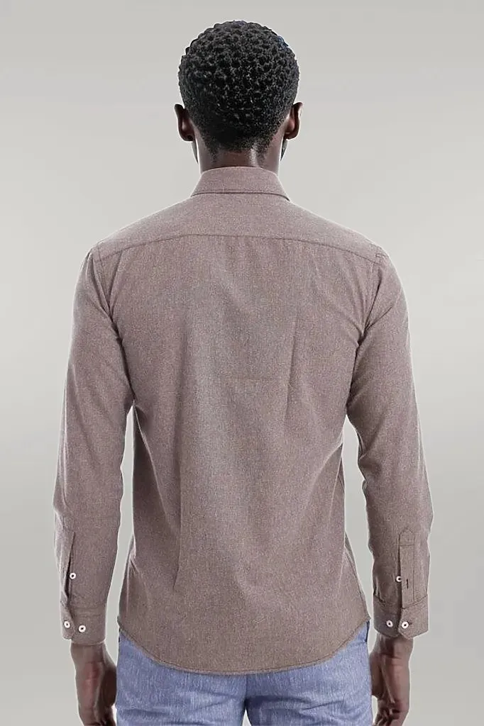 WSS Patterned Wool Dark Brown Shirt  - Völklingen