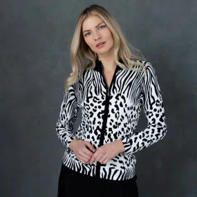 Zip Up Animal Print Knit
