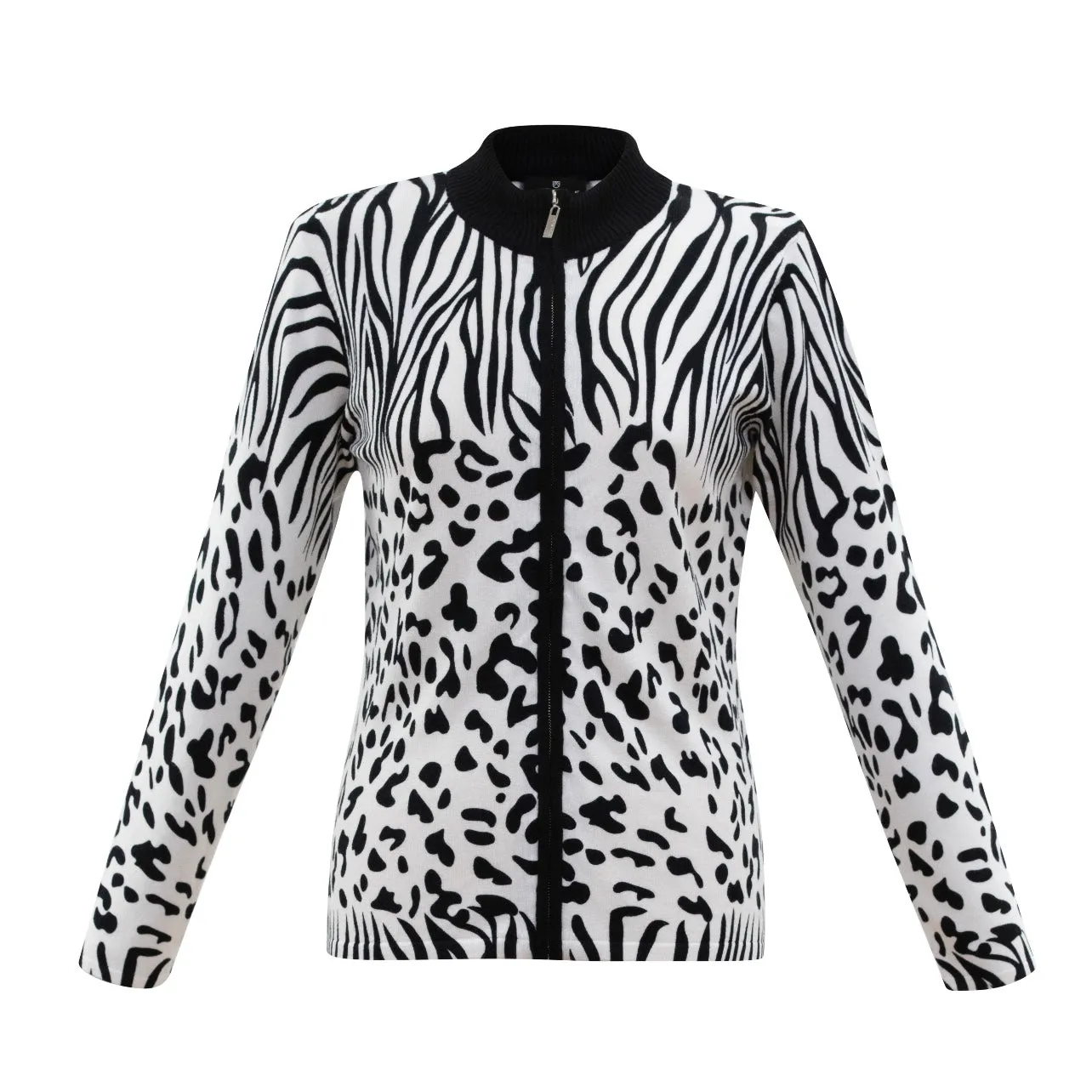 Zip Up Animal Print Knit